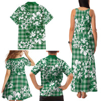 Hibiscus Pakala Emerald Green Family Matching Tank Maxi Dress and Hawaiian Shirt Tropical Floral Stylized LT01 - Polynesian Pride