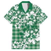 Hibiscus Pakala Emerald Green Family Matching Tank Maxi Dress and Hawaiian Shirt Tropical Floral Stylized LT01 Dad's Shirt - Short Sleeve Green - Polynesian Pride