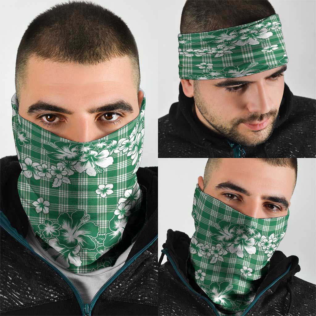 Hibiscus Pakala Emerald Green Neck Gaiter Tropical Floral Stylized - Polynesian Pride