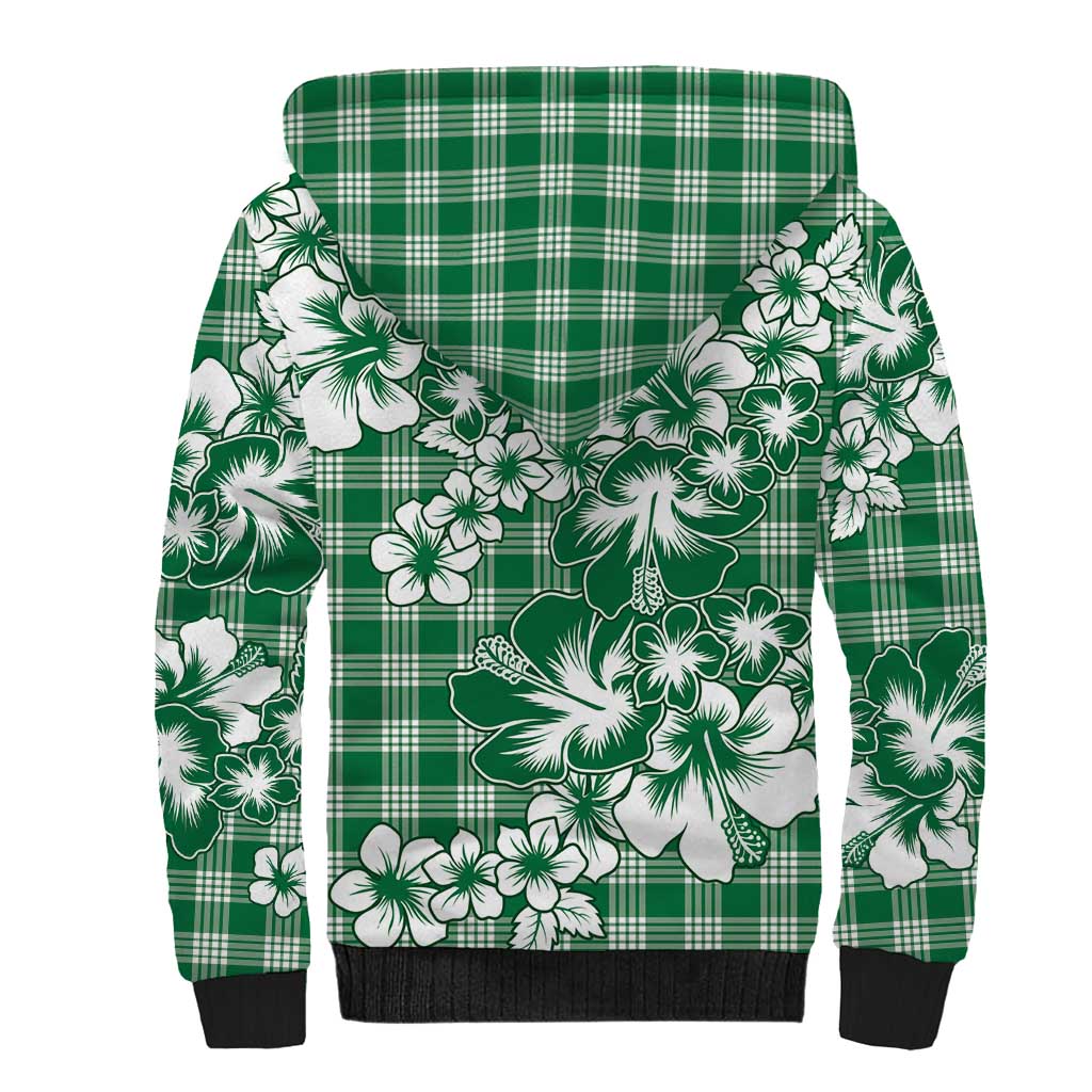 Hibiscus Pakala Emerald Green Sherpa Hoodie Tropical Floral Stylized - Polynesian Pride