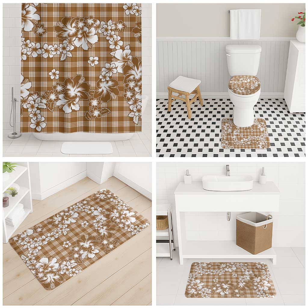 Hibiscus Pakala Bronze Brown Bathroom Set Tropical Floral Stylized - Polynesian Pride
