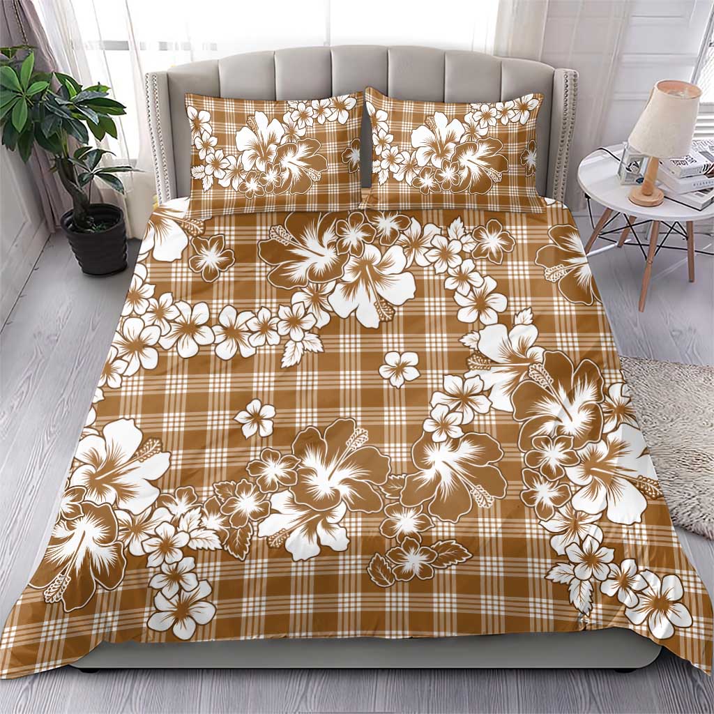 Hibiscus Pakala Bronze Brown Bedding Set Tropical Floral Stylized - Polynesian Pride