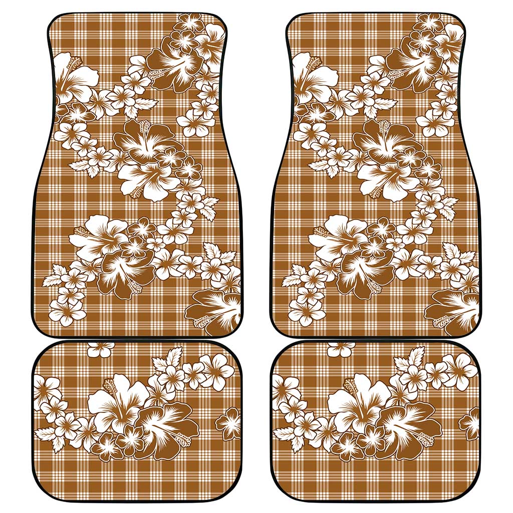 Hibiscus Pakala Bronze Brown Car Mats Tropical Floral Stylized - Polynesian Pride