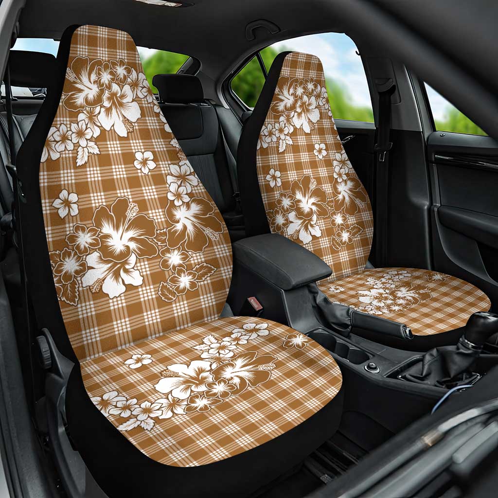 Hibiscus Pakala Bronze Brown Car Seat Cover Tropical Floral Stylized LT01 One Size Brown - Polynesian Pride