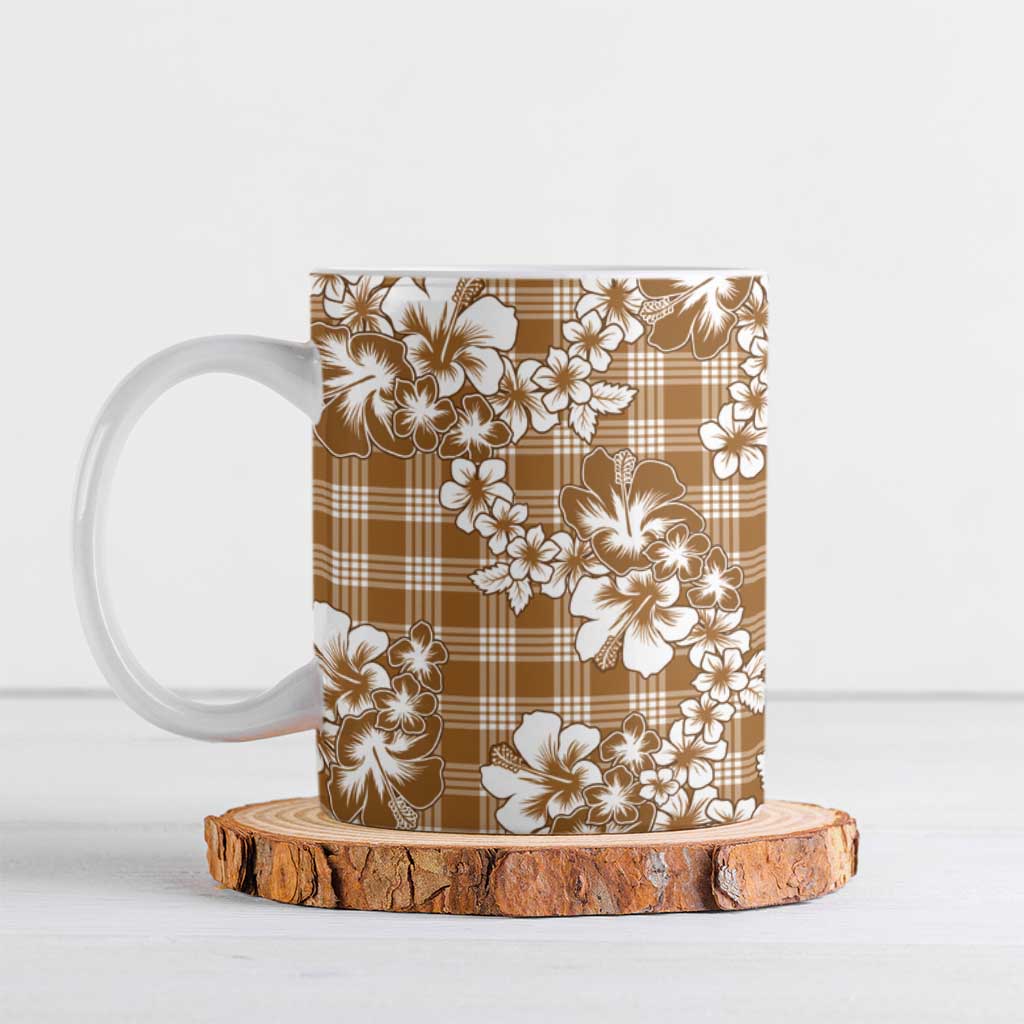Hibiscus Pakala Bronze Brown Ceramic Mug Tropical Floral Stylized - Polynesian Pride