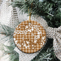 Hibiscus Pakala Bronze Brown Ceramic Ornament Tropical Floral Stylized - Polynesian Pride