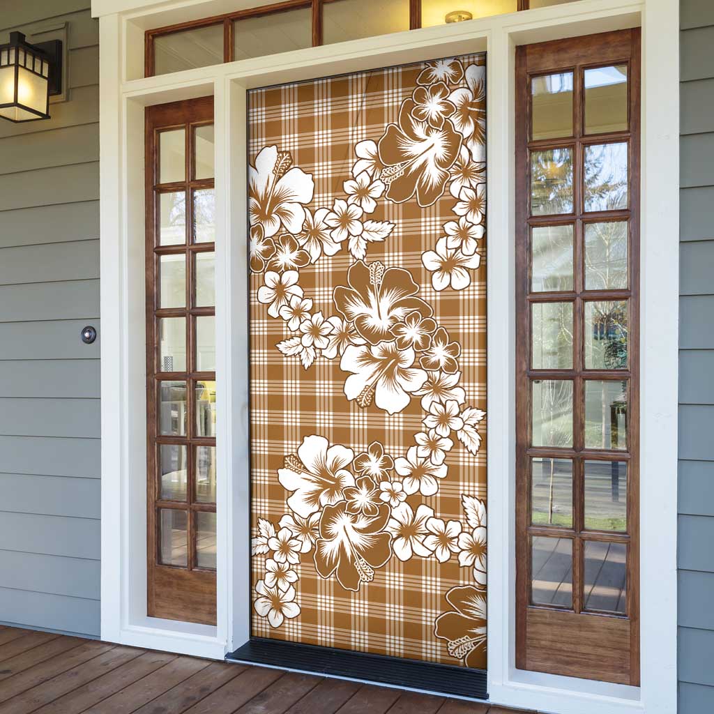 Hibiscus Pakala Bronze Brown Door Cover Tropical Floral Stylized - Polynesian Pride