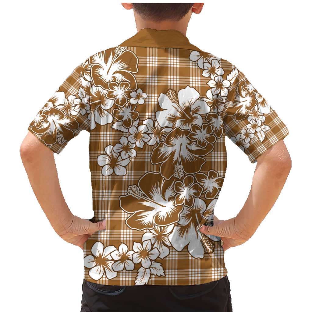 Hibiscus Pakala Bronze Brown Family Matching Mermaid Dress and Hawaiian Shirt Tropical Floral Stylized LT01 - Polynesian Pride