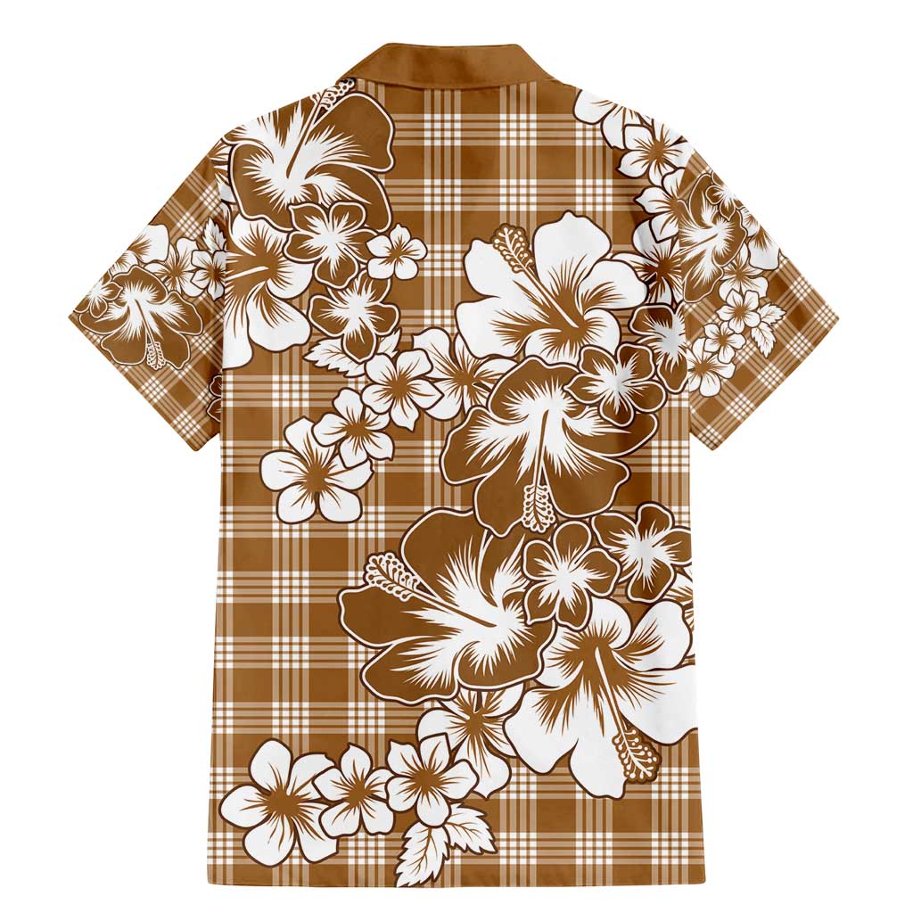 Hibiscus Pakala Bronze Brown Family Matching Mermaid Dress and Hawaiian Shirt Tropical Floral Stylized LT01 - Polynesian Pride
