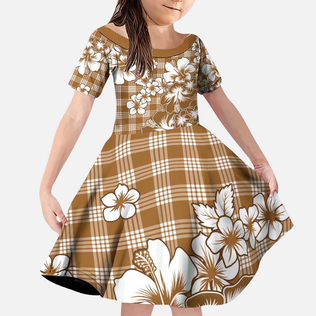 Hibiscus Pakala Bronze Brown Family Matching Puletasi and Hawaiian Shirt Tropical Floral Stylized - Polynesian Pride