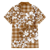 Hibiscus Pakala Bronze Brown Family Matching Summer Maxi Dress and Hawaiian Shirt Tropical Floral Stylized - Polynesian Pride