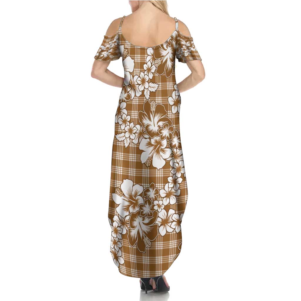Hibiscus Pakala Bronze Brown Family Matching Summer Maxi Dress and Hawaiian Shirt Tropical Floral Stylized - Polynesian Pride