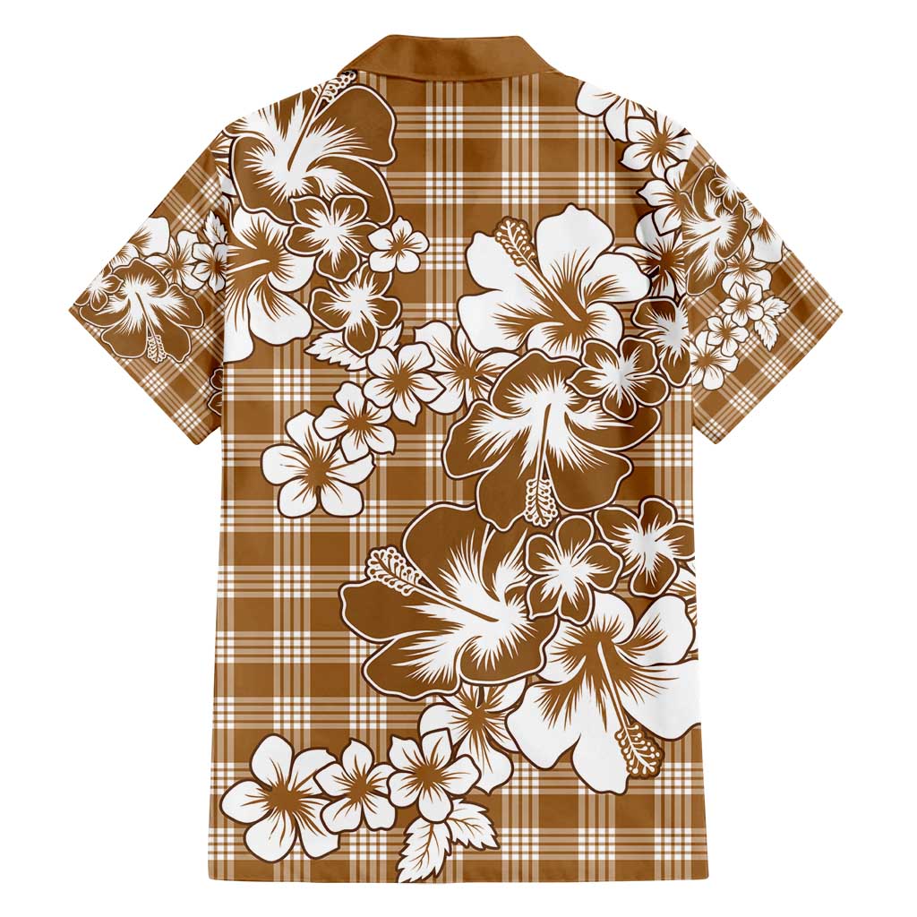 Hibiscus Pakala Bronze Brown Family Matching Tank Maxi Dress and Hawaiian Shirt Tropical Floral Stylized LT01 - Polynesian Pride