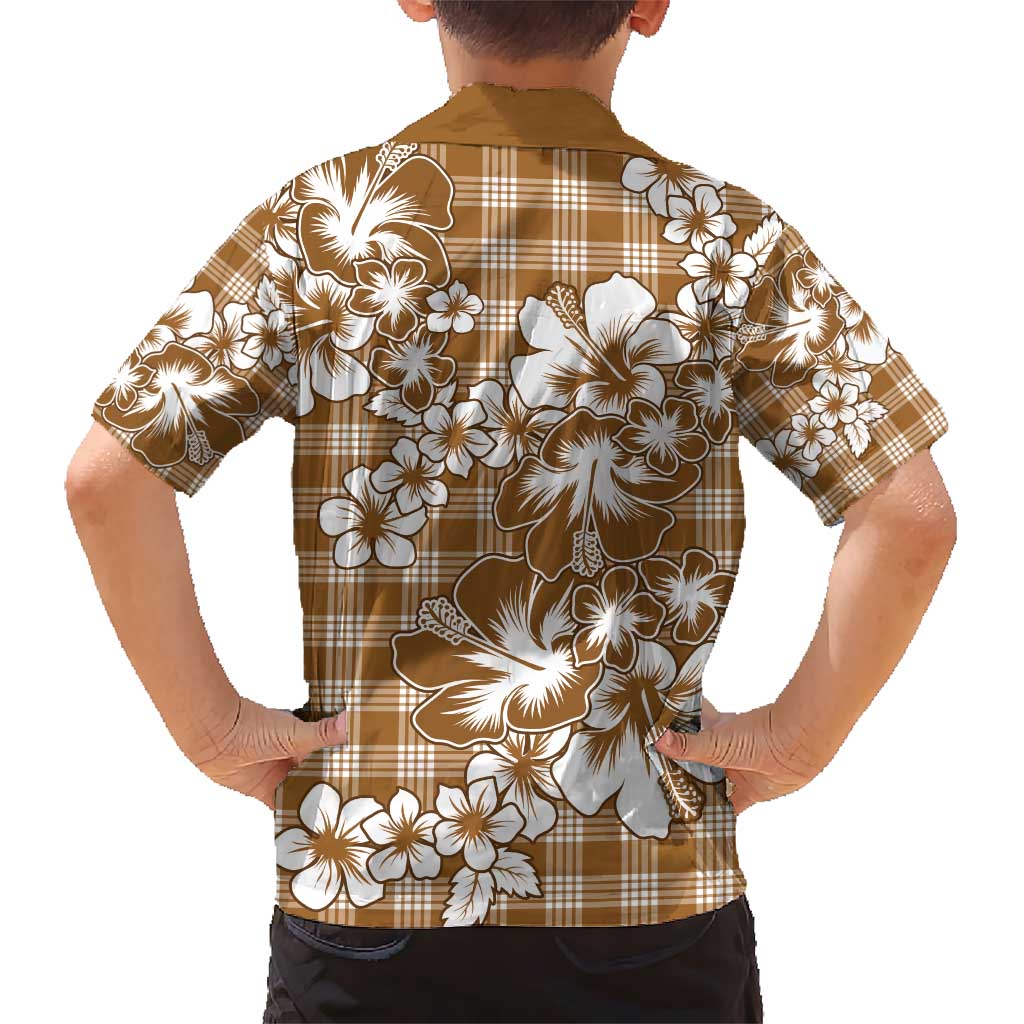 Hibiscus Pakala Bronze Brown Kid Hawaiian Shirt Tropical Floral Stylized - Polynesian Pride