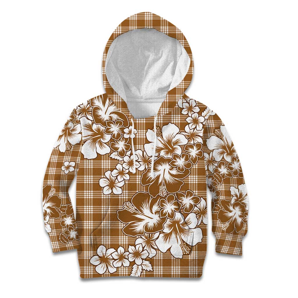 Hibiscus Pakala Bronze Brown Kid Hoodie Tropical Floral Stylized LT01 Hoodie Brown - Polynesian Pride