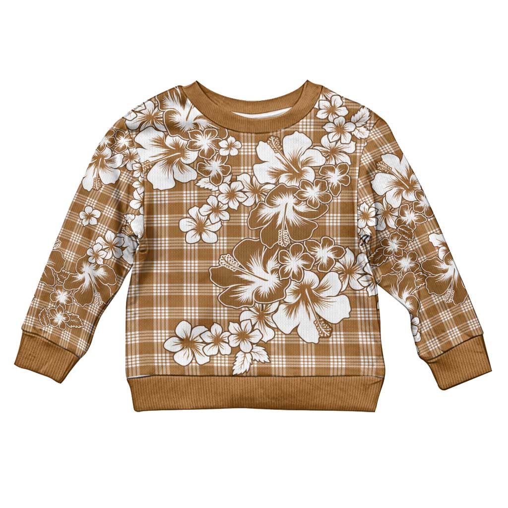 Hibiscus Pakala Bronze Brown Kid Ugly Christmas Sweater Tropical Floral Stylized - Polynesian Pride