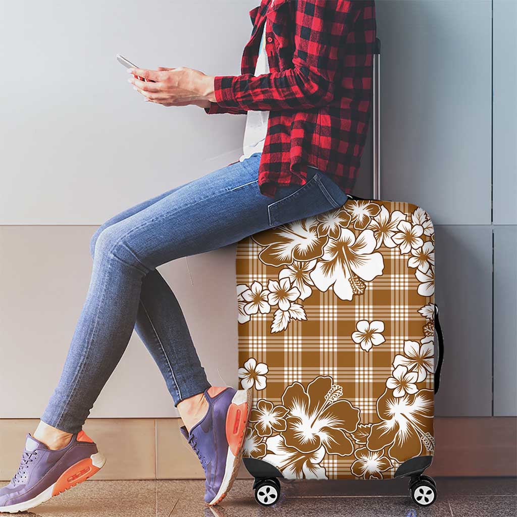 Hibiscus Pakala Bronze Brown Luggage Cover Tropical Floral Stylized - Polynesian Pride