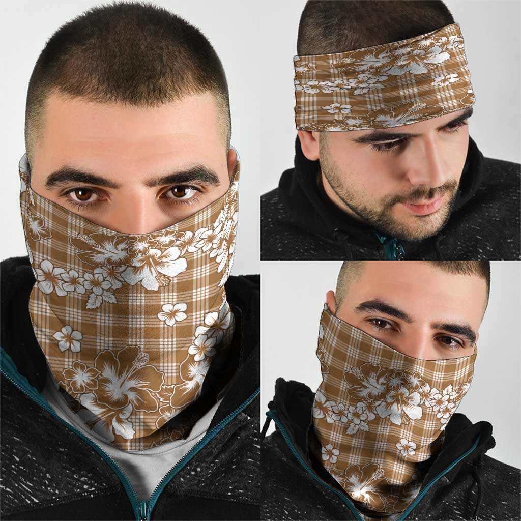 Hibiscus Pakala Bronze Brown Neck Gaiter Tropical Floral Stylized - Polynesian Pride