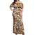 Hibiscus Pakala Bronze Brown Off Shoulder Maxi Dress Tropical Floral Stylized - Polynesian Pride