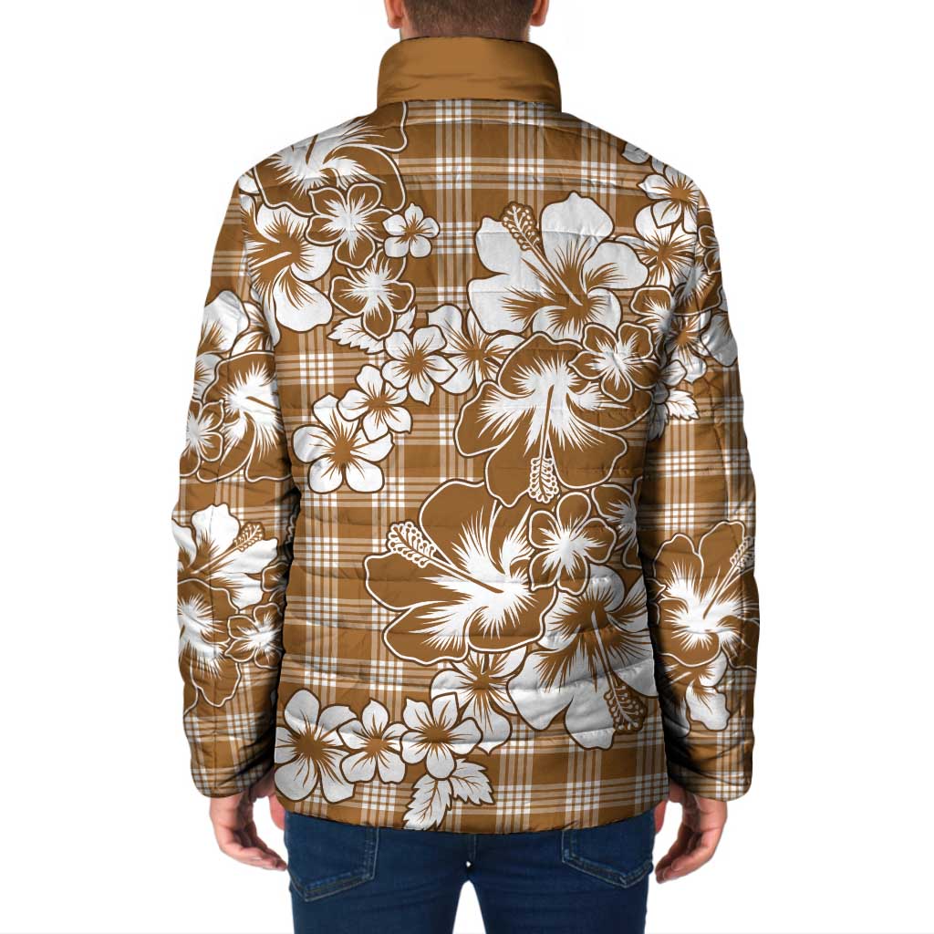 Hibiscus Pakala Bronze Brown Padded Jacket Tropical Floral Stylized LT01 - Polynesian Pride