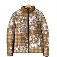 Hibiscus Pakala Bronze Brown Padded Jacket Tropical Floral Stylized LT01 - Polynesian Pride