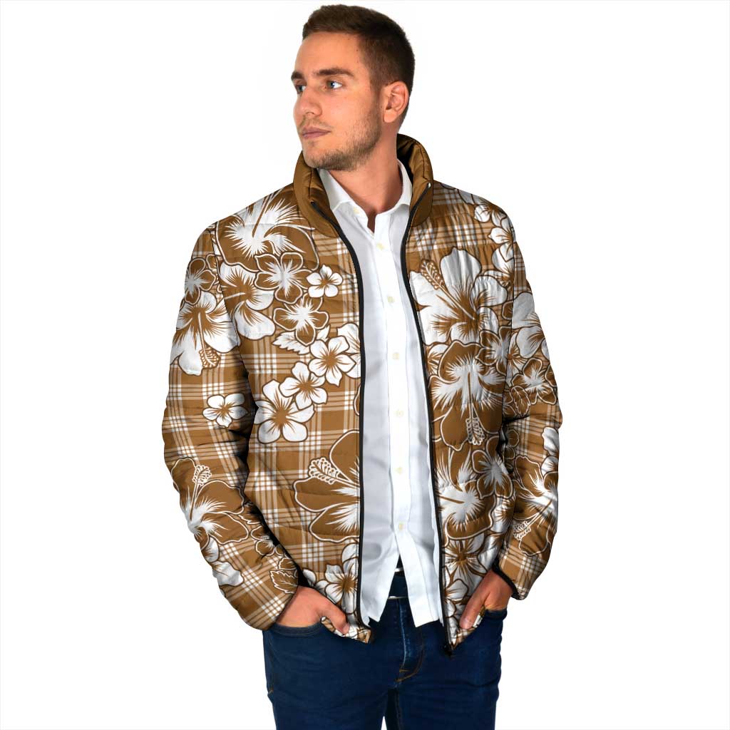 Hibiscus Pakala Bronze Brown Padded Jacket Tropical Floral Stylized LT01 - Polynesian Pride