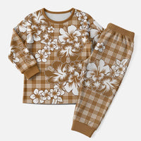 Hibiscus Pakala Bronze Brown Christmas Pajama Set Tropical Floral Stylized - Polynesian Pride