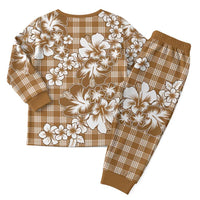 Hibiscus Pakala Bronze Brown Christmas Pajama Set Tropical Floral Stylized - Polynesian Pride