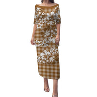 Hibiscus Pakala Bronze Brown Puletasi Tropical Floral Stylized - Polynesian Pride