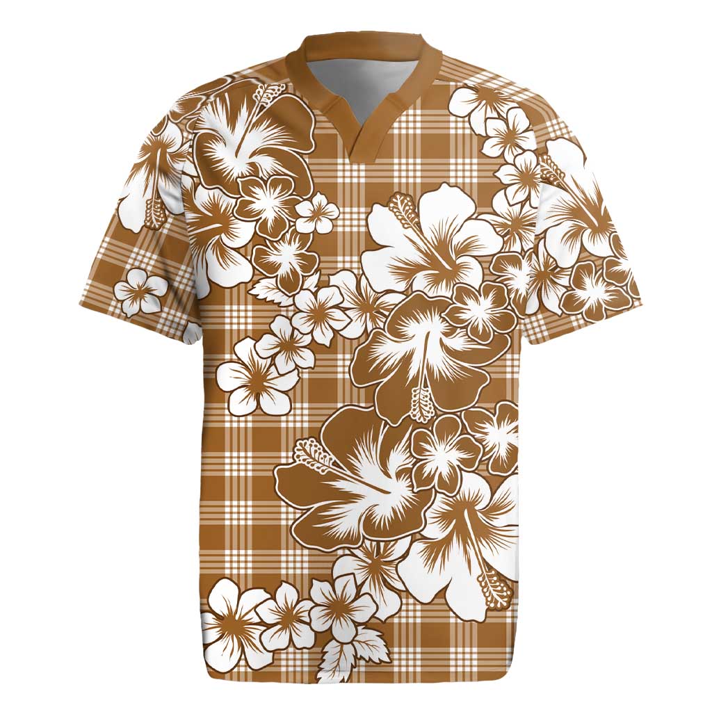 Hibiscus Pakala Bronze Brown Rugby Jersey Tropical Floral Stylized LT01 Brown - Polynesian Pride