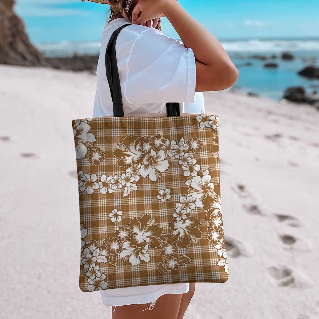 Hibiscus Pakala Bronze Brown Tote Bag Tropical Floral Stylized - Polynesian Pride