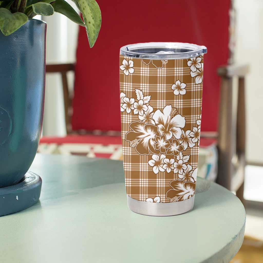 Hibiscus Pakala Bronze Brown Tumbler Cup Tropical Floral Stylized - Polynesian Pride