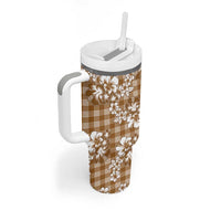 Hibiscus Pakala Bronze Brown Tumbler With Handle Tropical Floral Stylized - Polynesian Pride