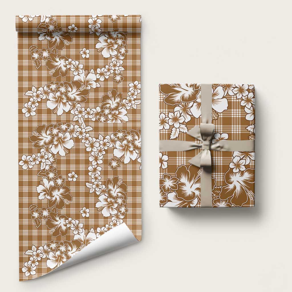 Hibiscus Pakala Bronze Brown Wrapping Paper Tropical Floral Stylized - Polynesian Pride