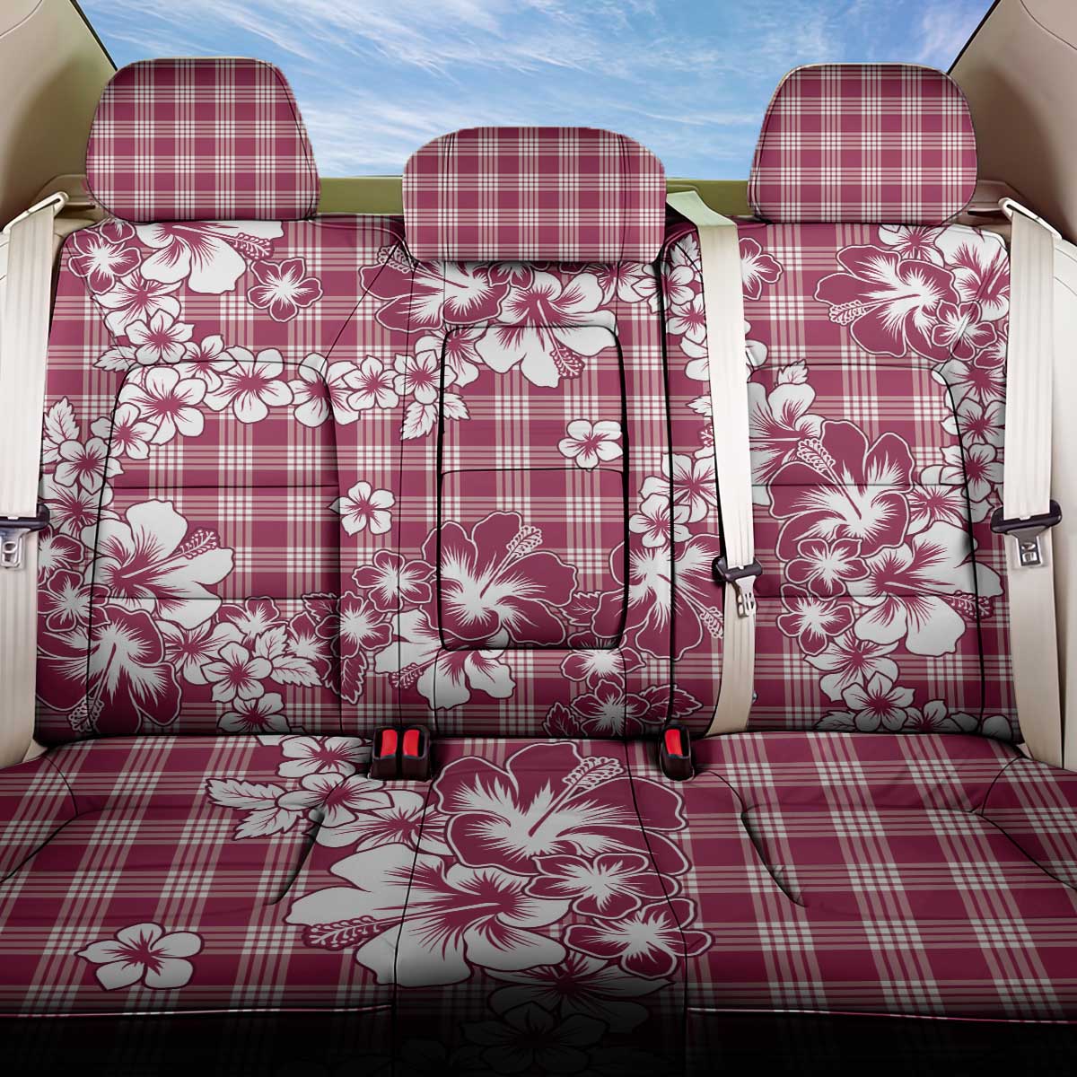 Hibiscus Pakala Royal Magenta Back Car Seat Cover Tropical Floral Stylized LT01 One Size Magenta - Polynesian Pride