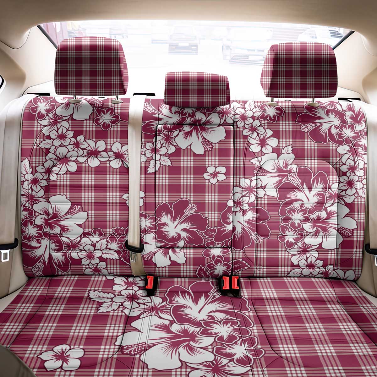 Hibiscus Pakala Royal Magenta Back Car Seat Cover Tropical Floral Stylized LT01 - Polynesian Pride