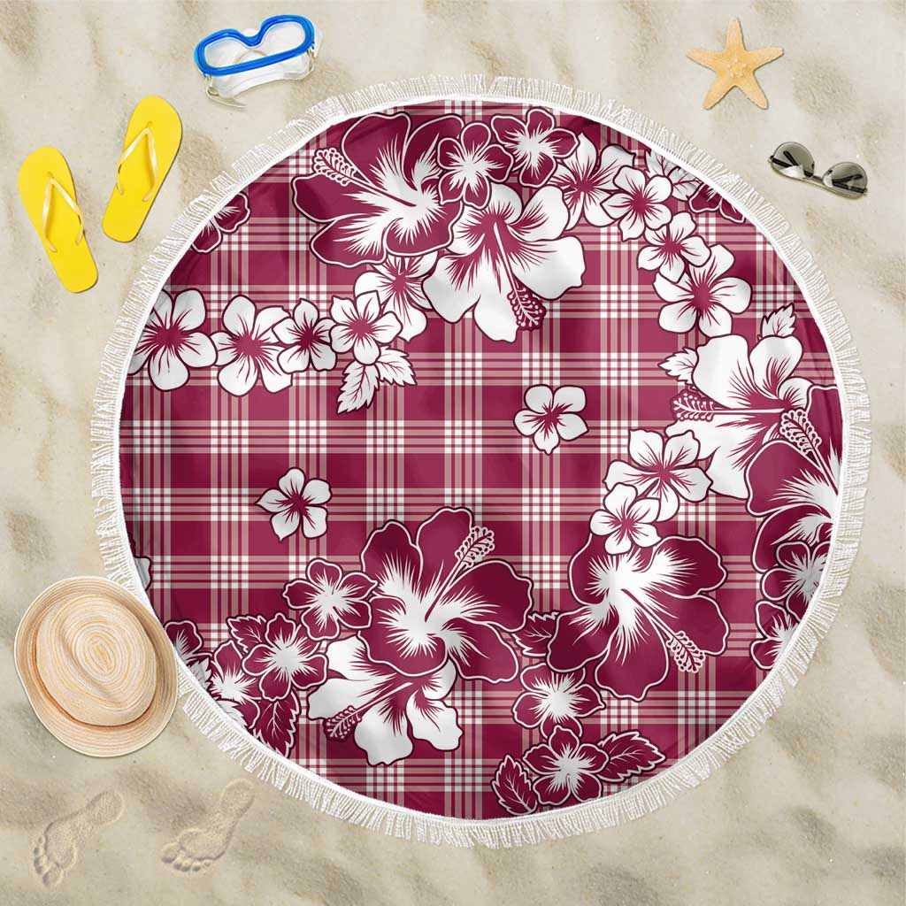 Hibiscus Pakala Royal Magenta Beach Blanket Tropical Floral Stylized LT01 One Size 150cm Magenta - Polynesian Pride