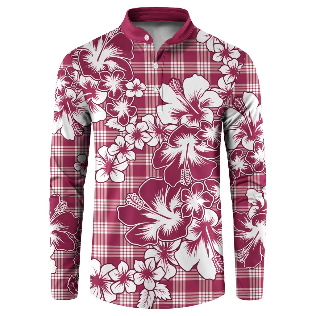 Hibiscus Pakala Royal Magenta Button Sweatshirt Tropical Floral Stylized LT01 Magenta - Polynesian Pride