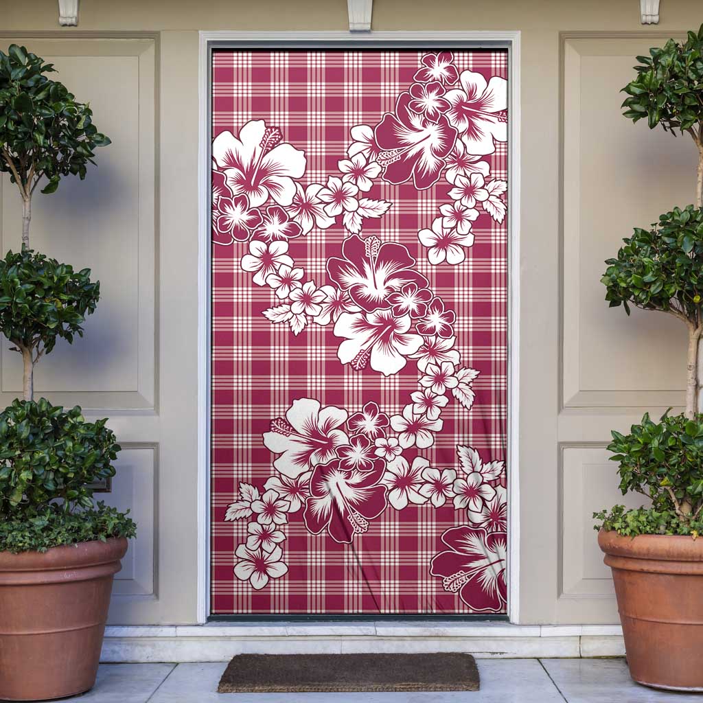 Hibiscus Pakala Royal Magenta Door Cover Tropical Floral Stylized LT01 Magenta - Polynesian Pride