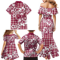 Hibiscus Pakala Royal Magenta Family Matching Mermaid Dress and Hawaiian Shirt Tropical Floral Stylized LT01 - Polynesian Pride