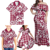 Hibiscus Pakala Royal Magenta Family Matching Off Shoulder Maxi Dress and Hawaiian Shirt Tropical Floral Stylized LT01 - Polynesian Pride