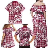 Hibiscus Pakala Royal Magenta Family Matching Off Shoulder Maxi Dress and Hawaiian Shirt Tropical Floral Stylized LT01 - Polynesian Pride