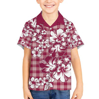 Hibiscus Pakala Royal Magenta Family Matching Off Shoulder Maxi Dress and Hawaiian Shirt Tropical Floral Stylized LT01 Son's Shirt Magenta - Polynesian Pride