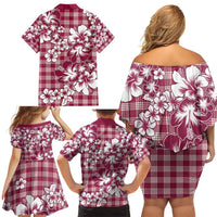 Hibiscus Pakala Royal Magenta Family Matching Off Shoulder Short Dress and Hawaiian Shirt Tropical Floral Stylized LT01 - Polynesian Pride