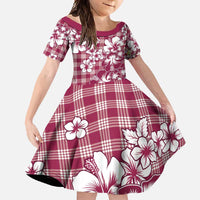 Hibiscus Pakala Royal Magenta Family Matching Short Sleeve Bodycon Dress and Hawaiian Shirt Tropical Floral Stylized LT01 Daughter's Dress Magenta - Polynesian Pride
