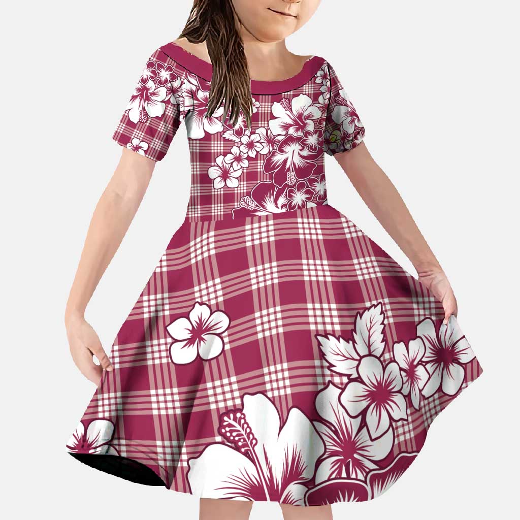 Hibiscus Pakala Royal Magenta Family Matching Summer Maxi Dress and Hawaiian Shirt Tropical Floral Stylized LT01 Daughter's Dress Magenta - Polynesian Pride