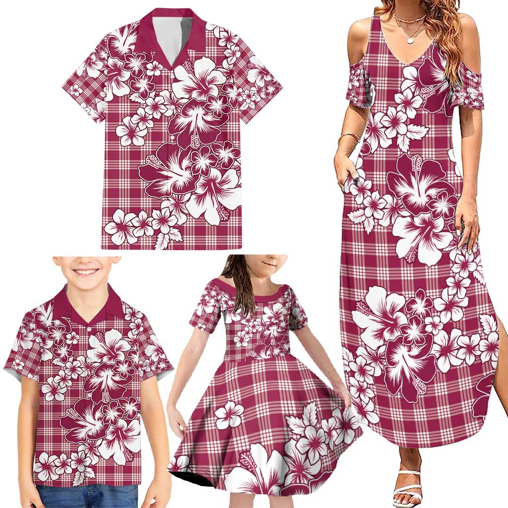 Hibiscus Pakala Royal Magenta Family Matching Summer Maxi Dress and Hawaiian Shirt Tropical Floral Stylized LT01 - Polynesian Pride