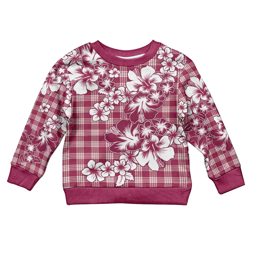 Hibiscus Pakala Royal Magenta Kid Ugly Christmas Sweater Tropical Floral Stylized - Polynesian Pride