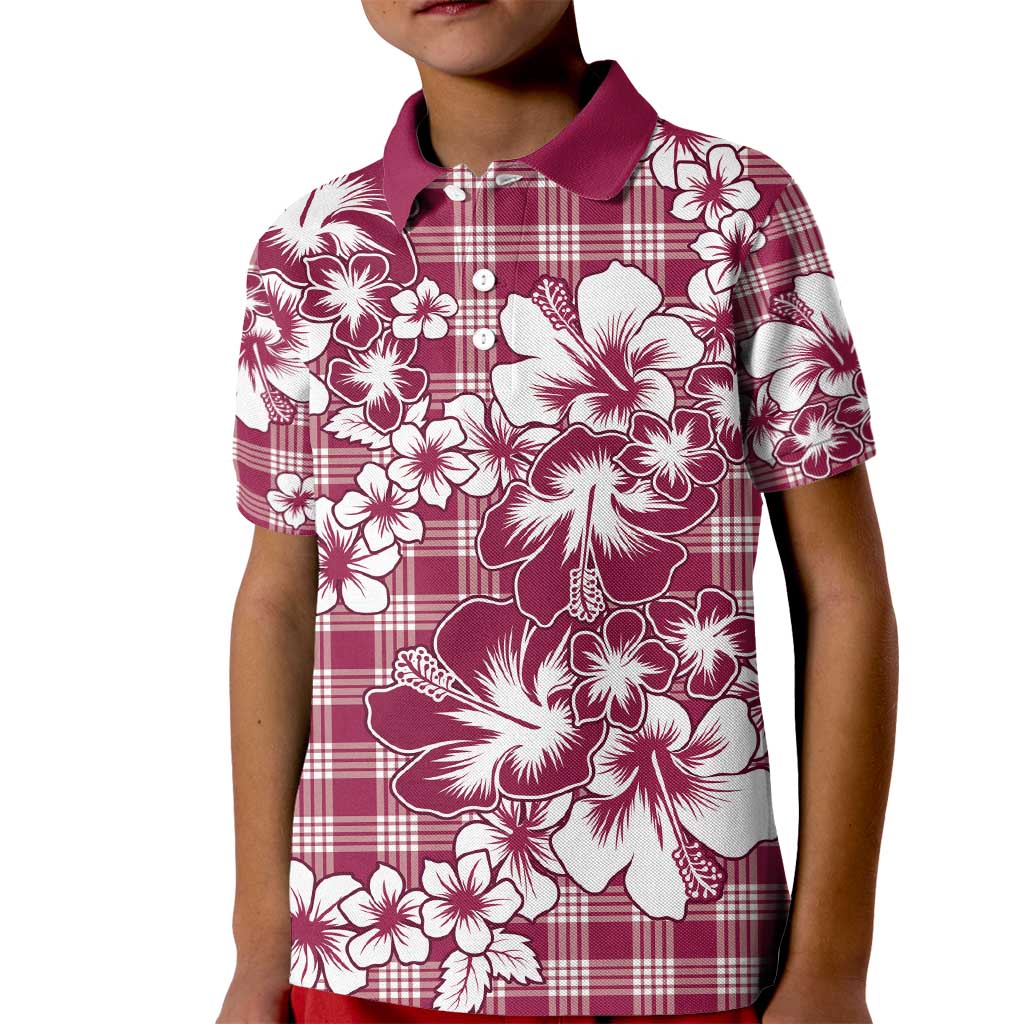 Hibiscus Pakala Royal Magenta Kid Polo Shirt Tropical Floral Stylized LT01 Kid Magenta - Polynesian Pride