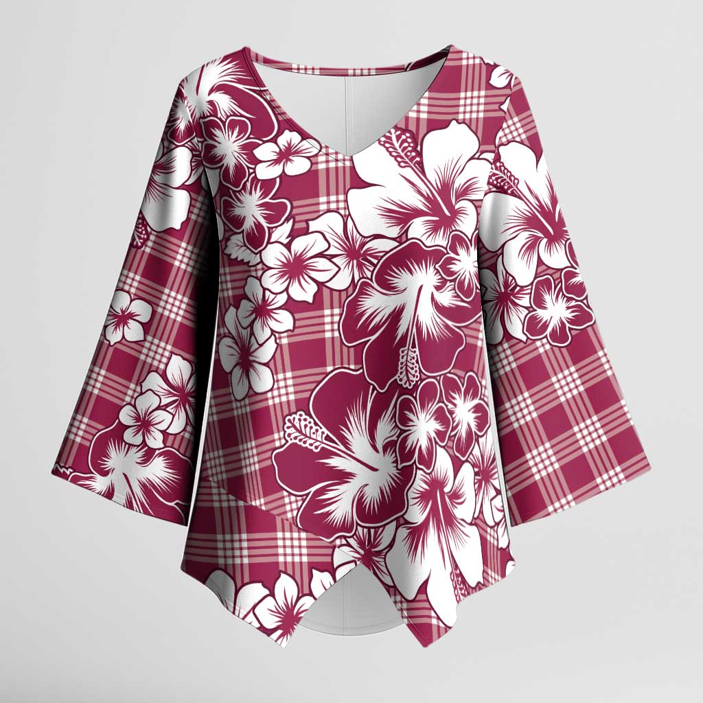 Hibiscus Pakala Royal Magenta Kimono Sleeve Blouse Tropical Floral Stylized LT01 Female Magenta - Polynesian Pride